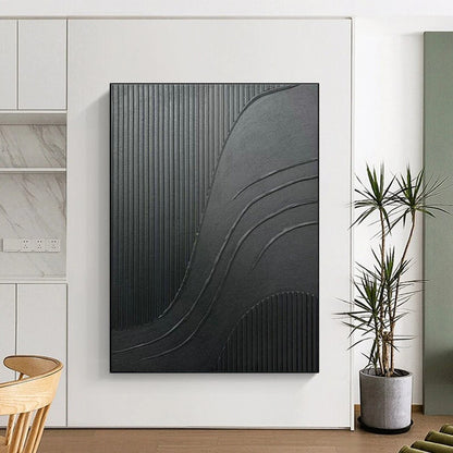 Black Textured Abstract Art for Industrial Loft & Contemporary Art Gallery DLZ2182