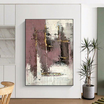Pink - Gold Abstract Art for Living Room & Dining Room DLZ0556