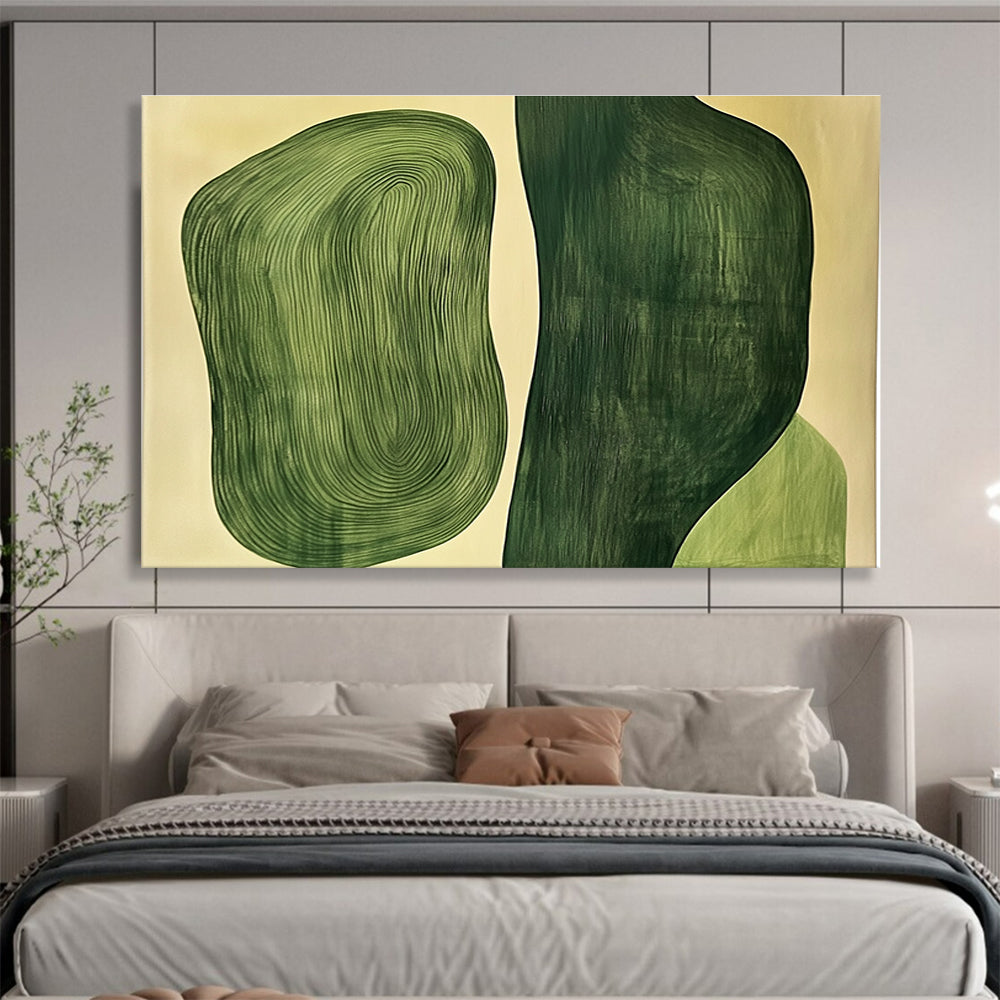 Green Organic Shapes Art for Eco - Friendly Café & Nature - Themed Bedroom SC204