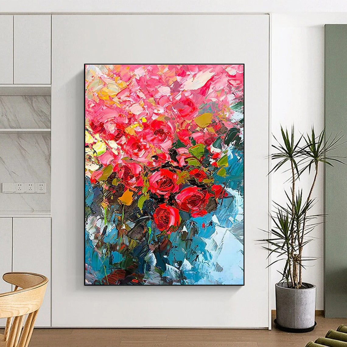Vibrant Rose Bouquet Art for Romantic Wedding Venue & Feminine Boutique DLZ2132
