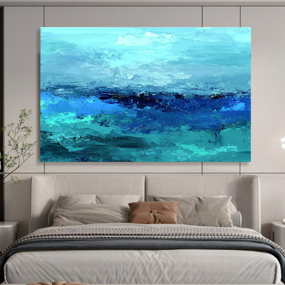 Turquoise Sea Abstract Art for Coastal Spa & Beachfront Villa SC035