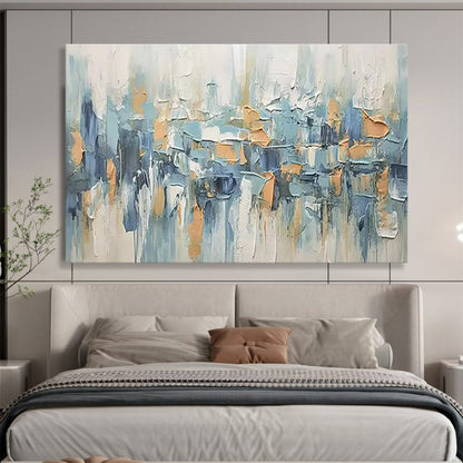 Textured Blue - Orange Abstract Art for Modern Loft Dynamism DLZ3069