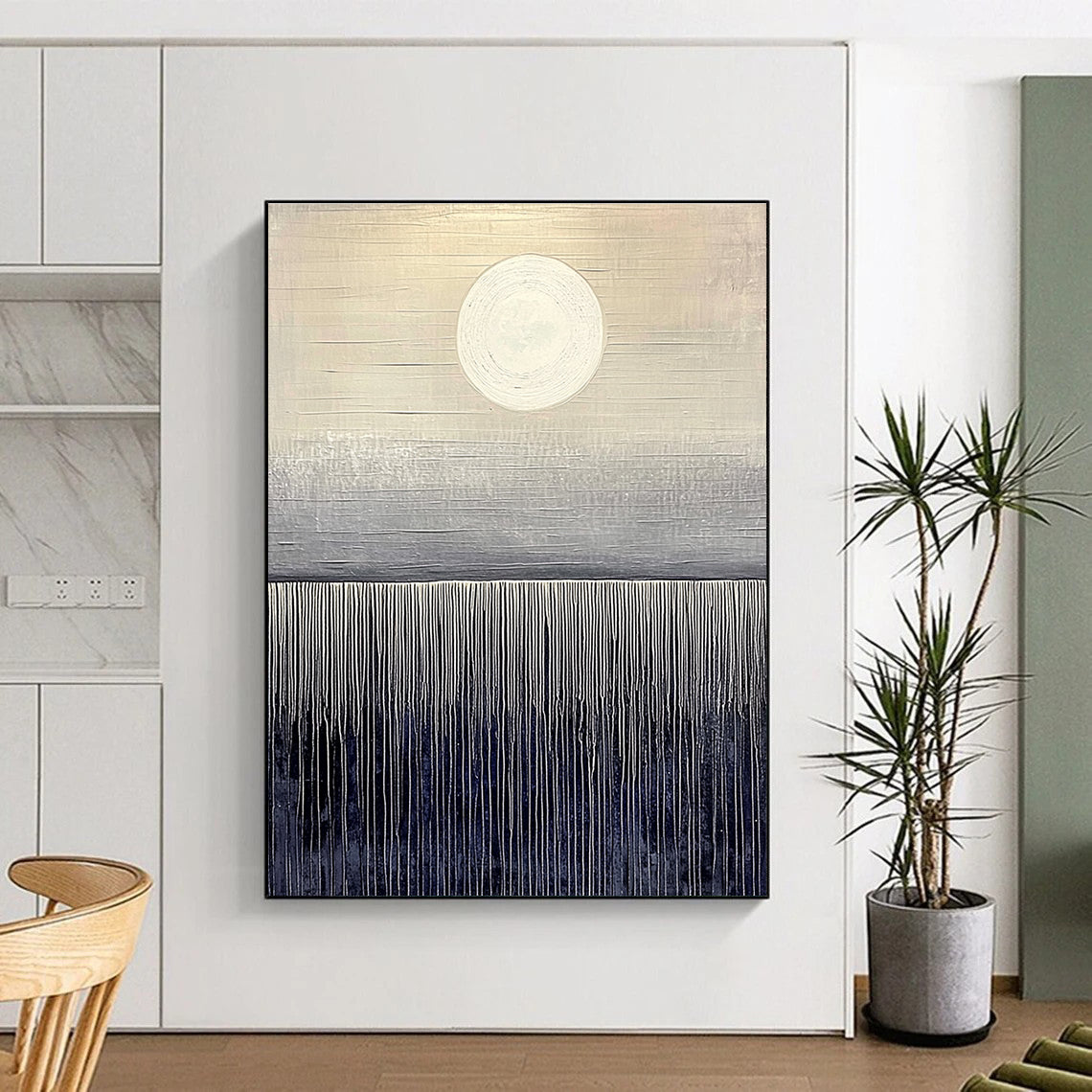 Minimalist Sun and Field Art for Modern Office Reception & Serene Home Study STSC1030
