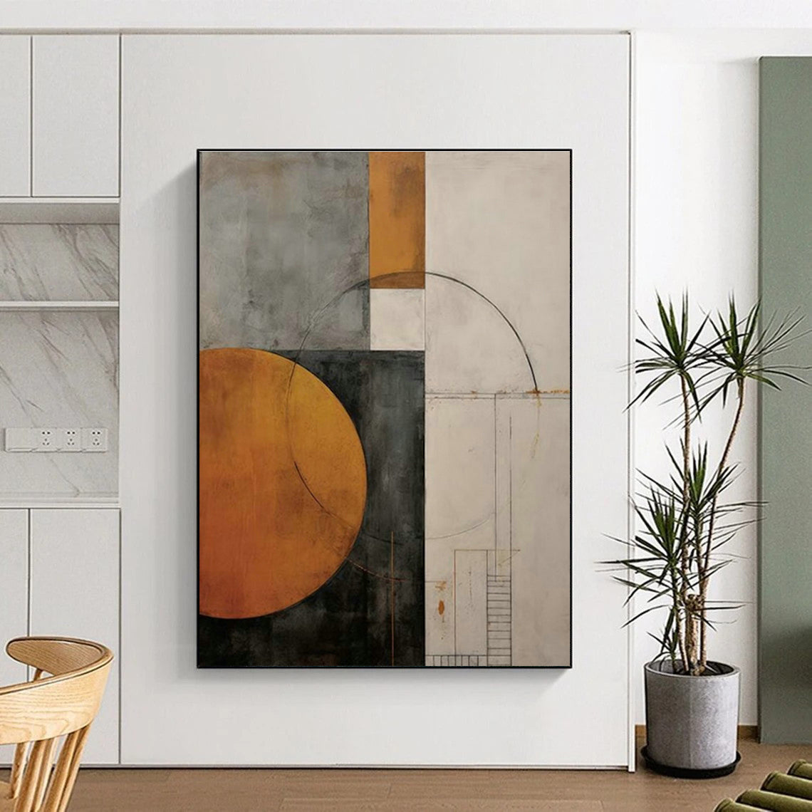 Geometric Abstract in Earth Tones for Industrial - Style Home & Minimalist Art Gallery DLZ2121