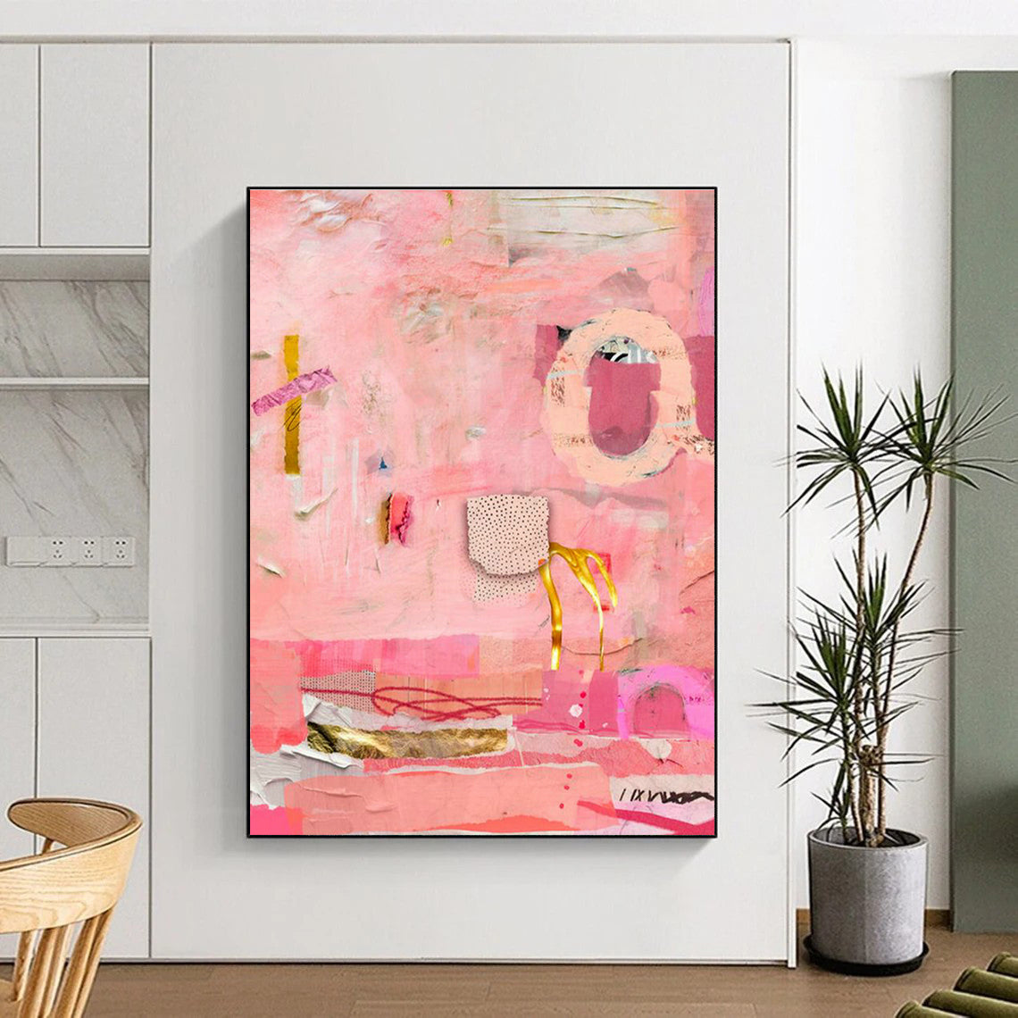 Pink - Themed Collage Abstract Art for Girly Salon Waiting Areas DLZ0087