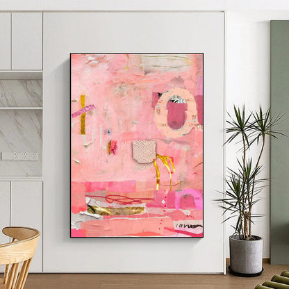 Pink - Themed Collage Abstract Art for Girly Salon Waiting Areas DLZ0087