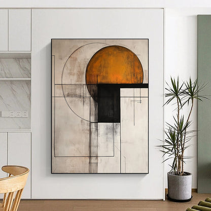 Geometric Abstract with Orange Circle for Creative Studio & Contemporary Workplace STSC239