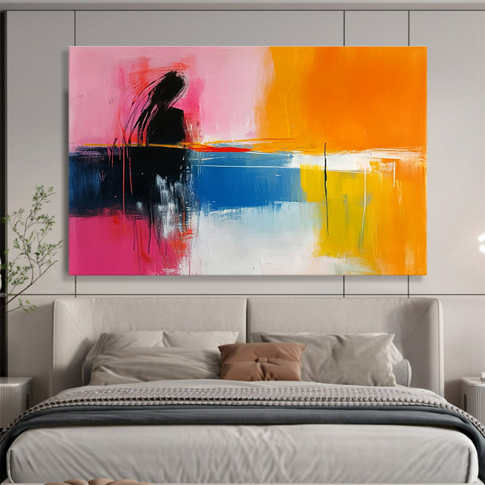 Color - Blocked Abstract Figure Art for Modern Living Room & Creative Workplace SC250