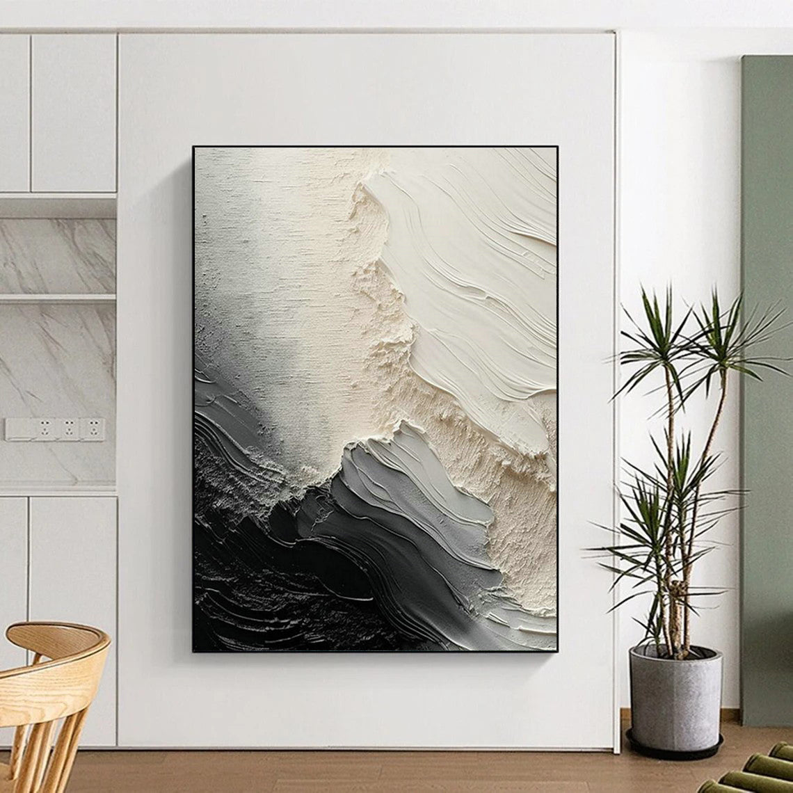 Black - White - Gray Textured Art for Industrial - Style Café Walls DLZ0117