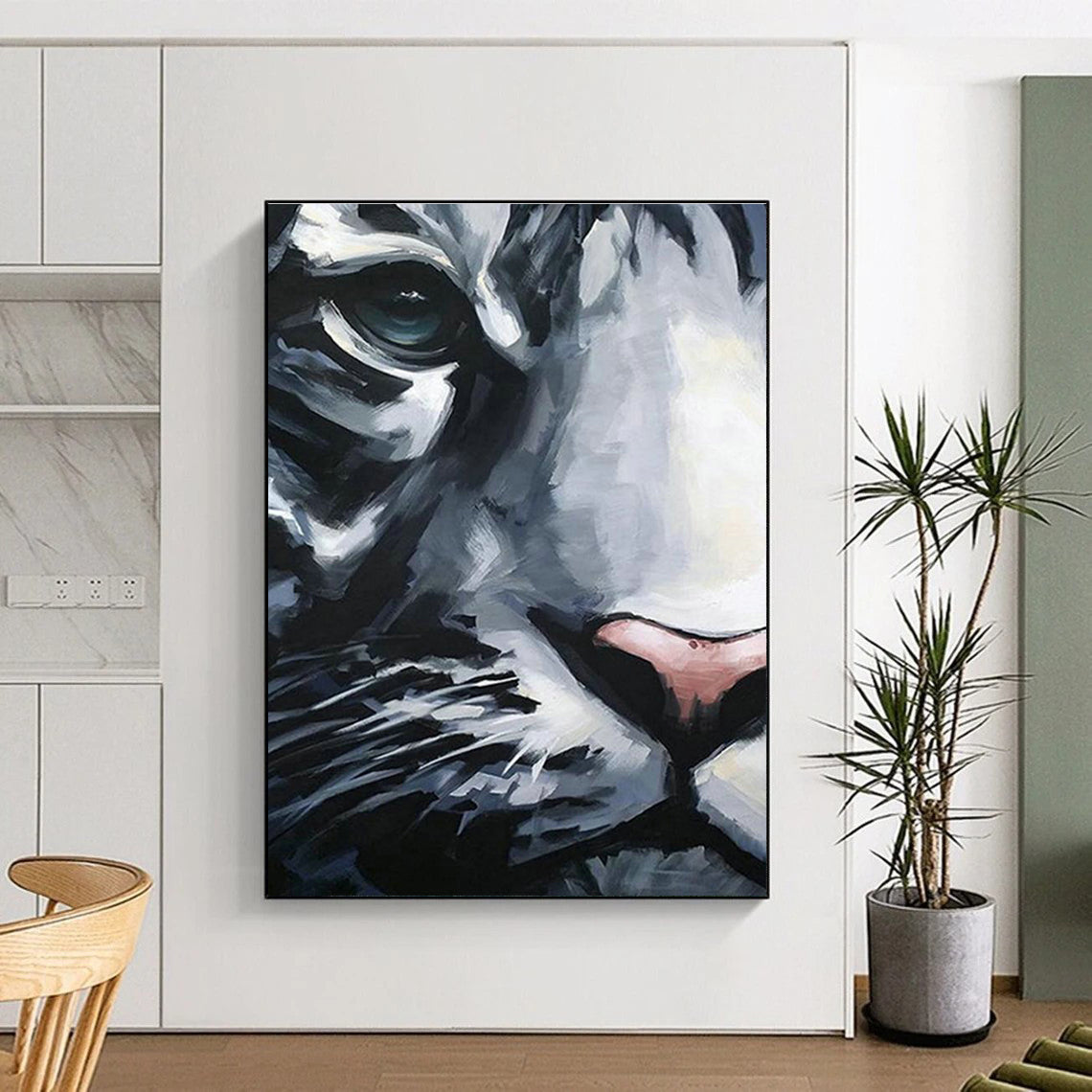 Close - up Tiger Face Art for Wildlife - Themed Library & Bold Home Office DLZ2154