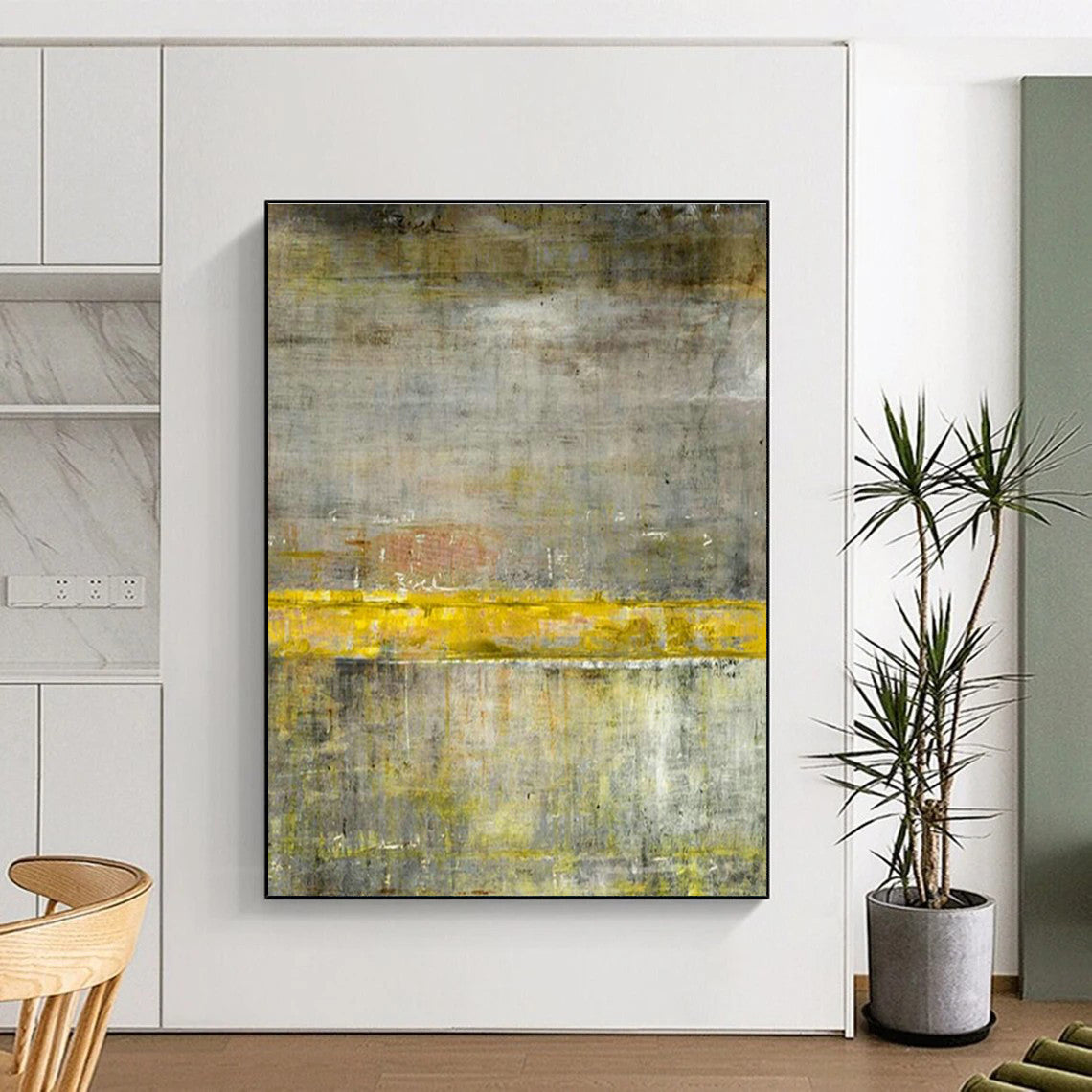 Yellow - Gray Abstract Art for Living Room & Office DLZ0310