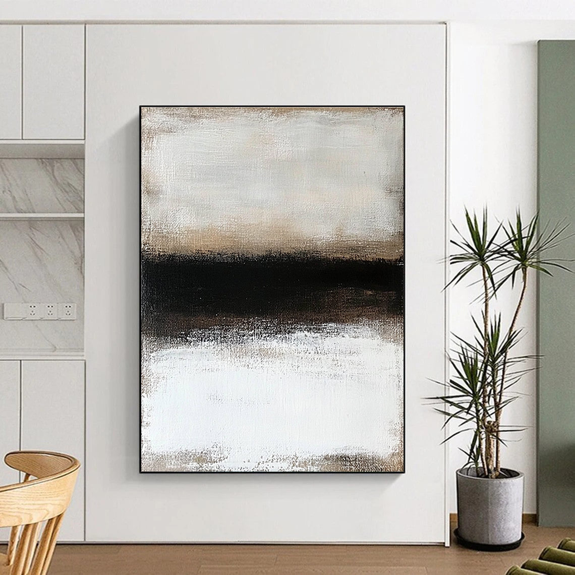 Monochromatic Abstract Divide for Minimalist Bedroom & Modern Office STSC630