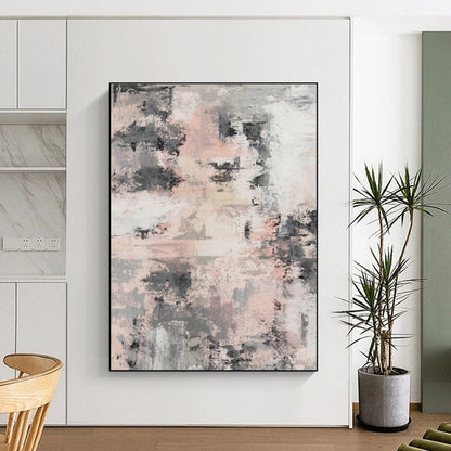 Pink - Gray Abstract Art for Minimalist Home Office Desksides DLZ0068