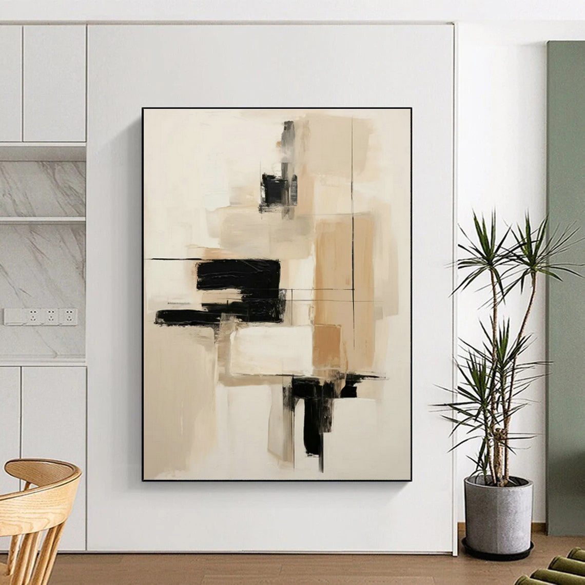 Neutral Geometric Abstract Art for Minimalist Office Reception & Scandinavian Living Room DLZ0843