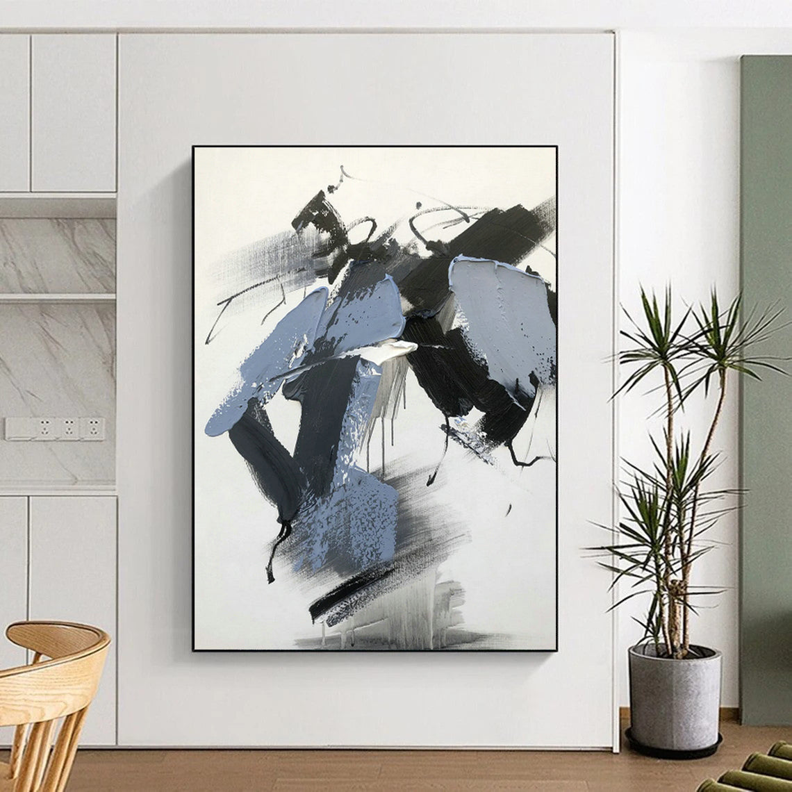 Gray - Blue Abstract Art for Creative Agency & Modern Lounge DLZ0808