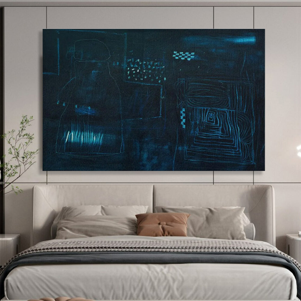 Dark - Blue Line Abstract Art for Mysterious Home Theaters DLZ2407