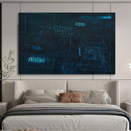 Dark - Blue Line Abstract Art for Mysterious Home Theaters DLZ2407