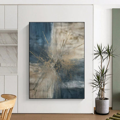 Blue - Gold Abstract Art for Coastal Home Living Room & Art - Loving Yacht Club DLZ1707