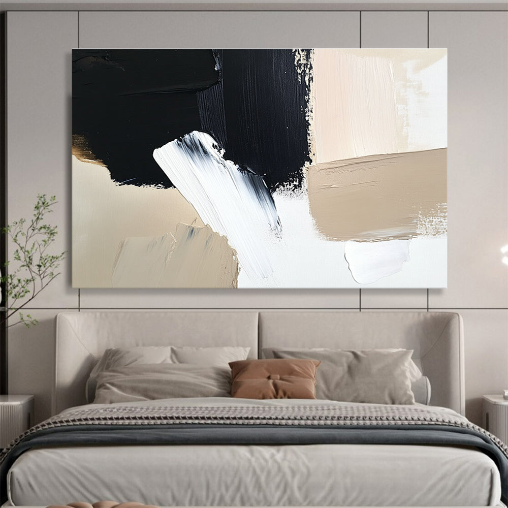 Black - White - Beige Abstract Art for Modern Café & Contemporary Home SC012