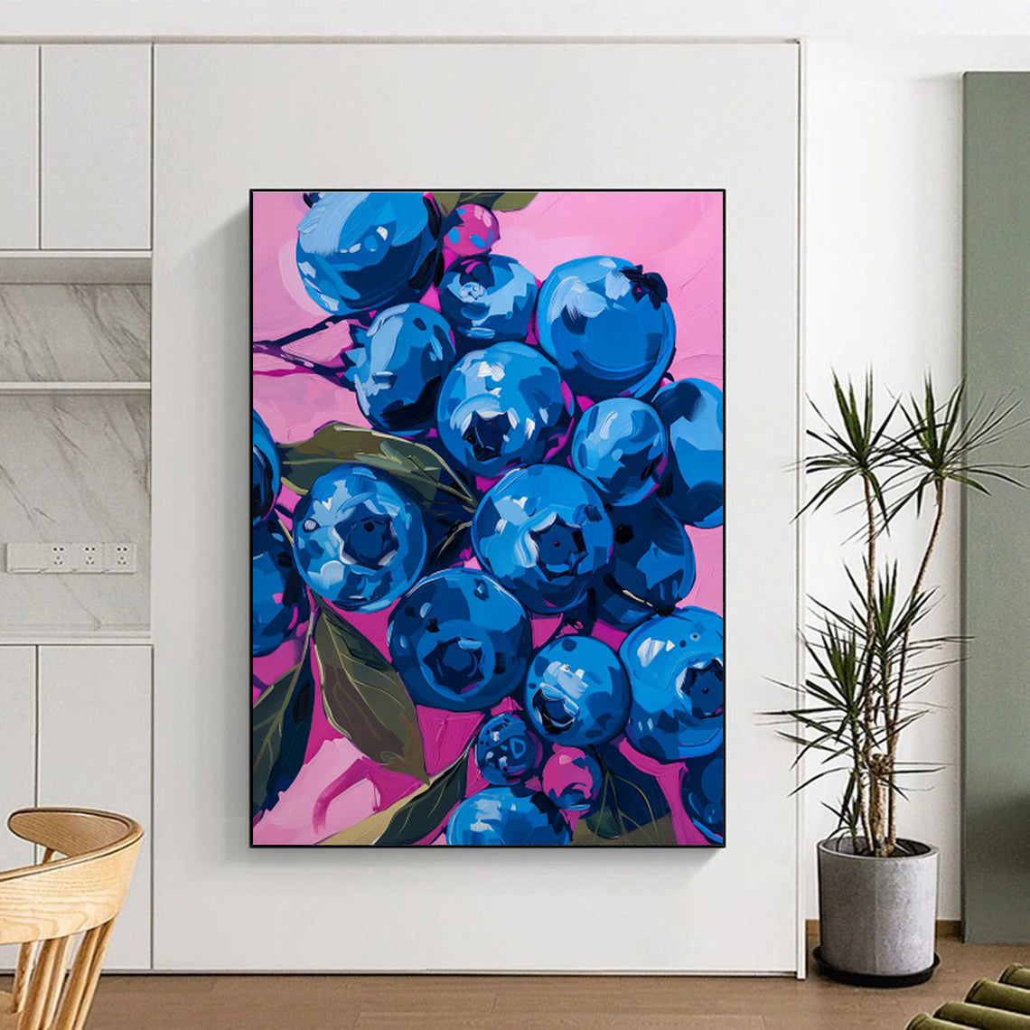 Realistic Blueberry Oil Painting for Fruit Shop & Gourmet Kitchen DLZ0653