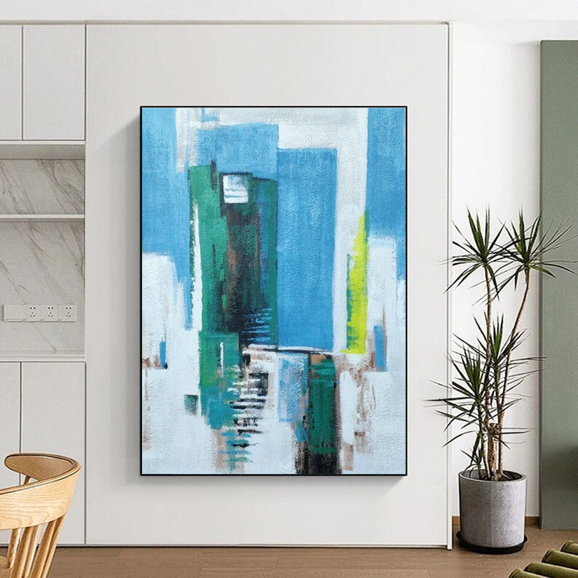 Urban Color Block Abstract Art for City - Themed Café & Modern Apartment Lobby DLZ0762