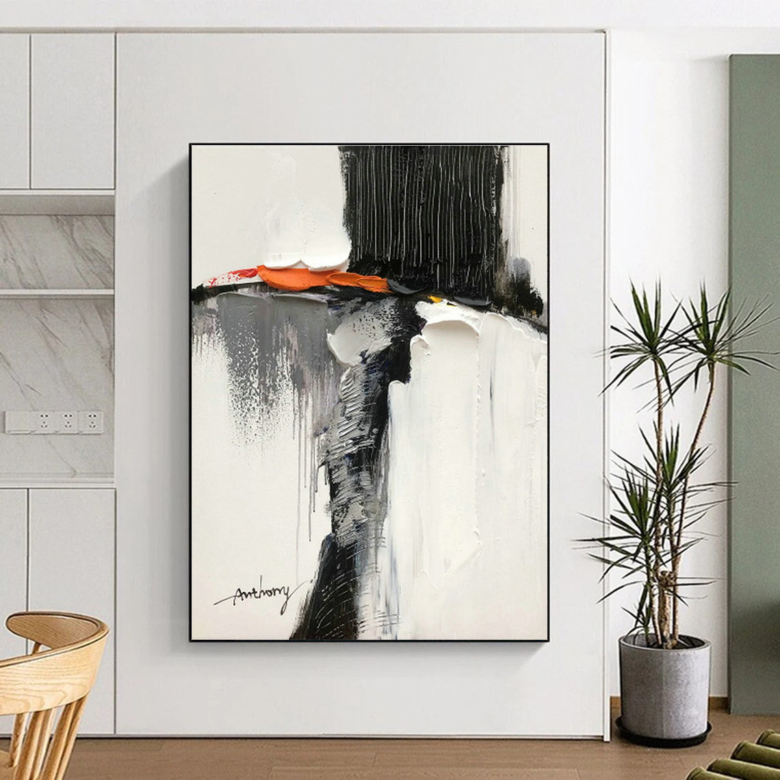 Black - White Abstract Art for Industrial Loft & Contemporary Gallery DLZ0801