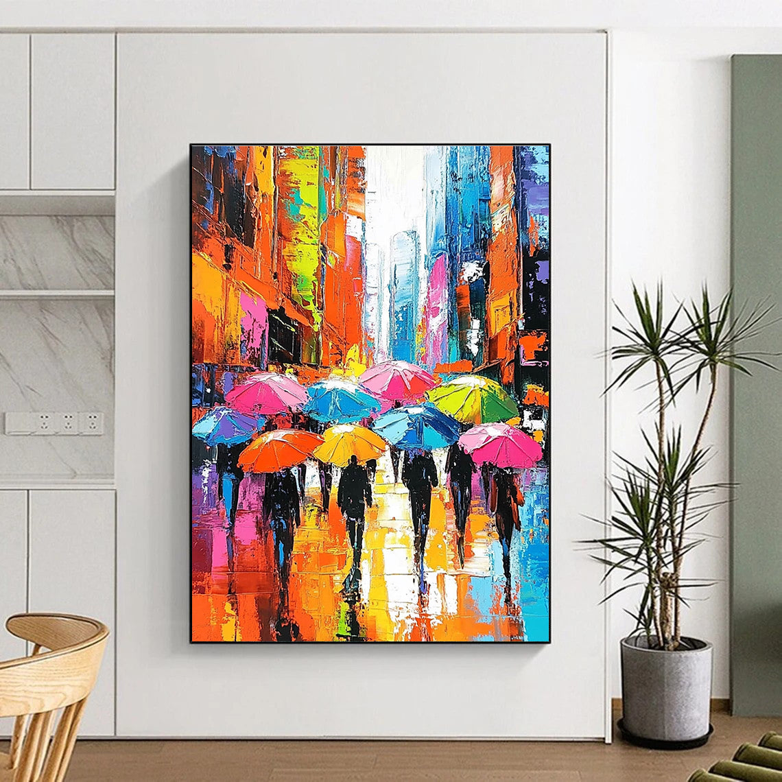 Colorful Umbrella Cityscape for Trendy City Apartment & Art - Loving Café STSC849