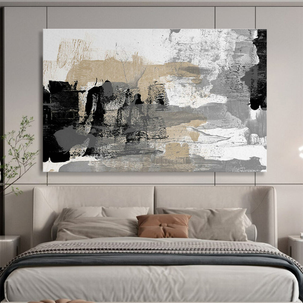 Grey - Gold Abstract Art for Luxe Living Room Accent Wall DLZ2832