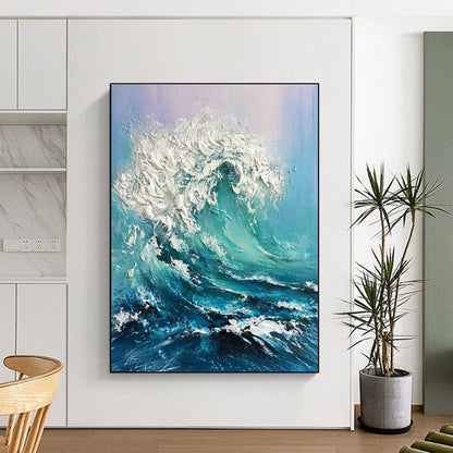 Textured Ocean Wave Art for Beachfront Home Living Room & Nautical - Themed Bar DLZ2148