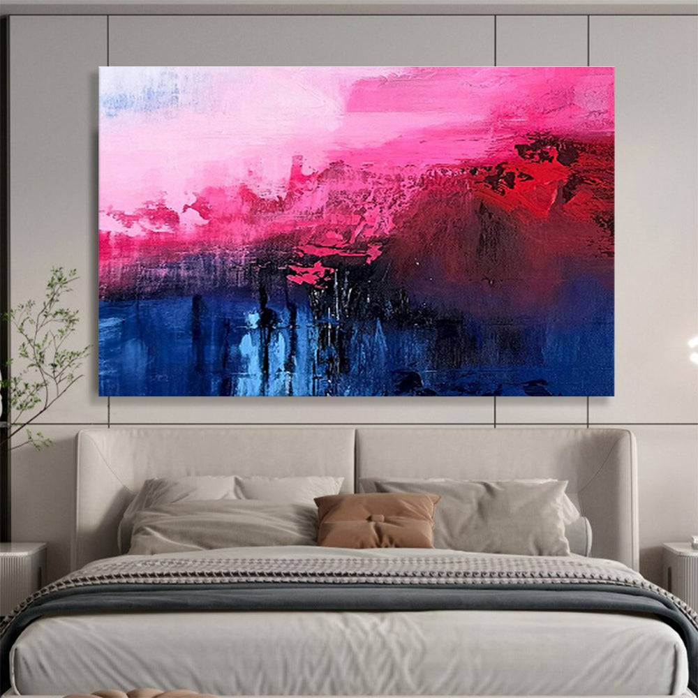 Pink - Blue - Red Abstract Art for Art Deco - Inspired Living Rooms DLZ2652