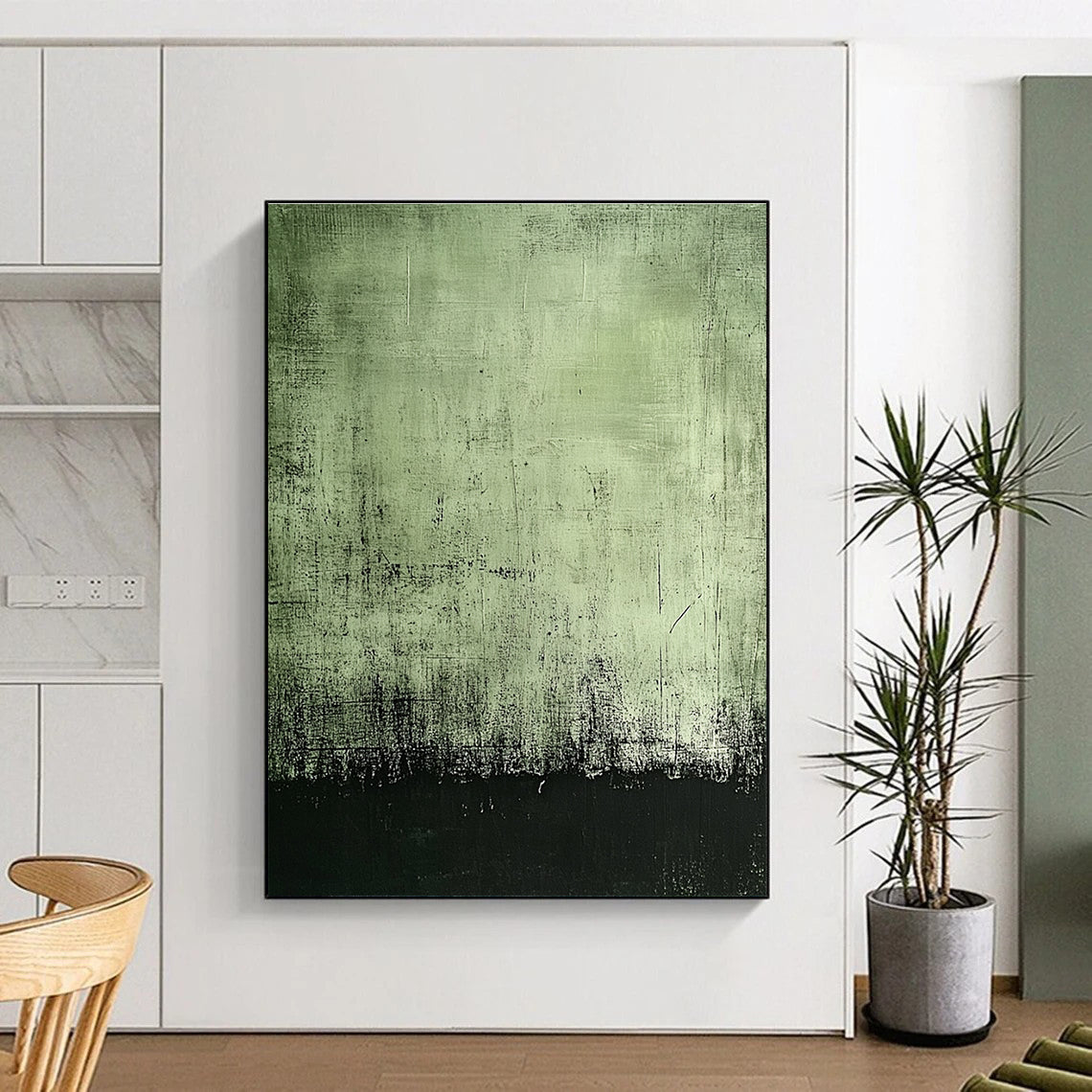 Green and Black Textured Abstract for Industrial - Chic Café & Art Gallery Foyer STSC398