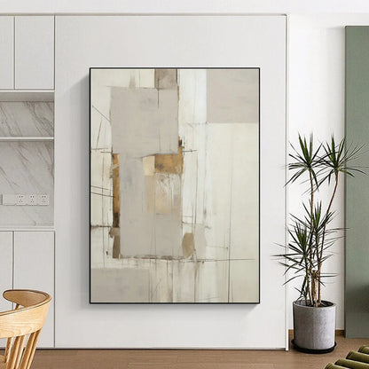 Grey - Gold Linear Abstract Art for Luxury Hotel Suite & Contemporary Home Office DLZ1323