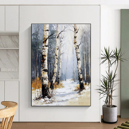 Winter Birch Forest for Cozy Cottage Living Room & Nature - Themed Spa STSC1271
