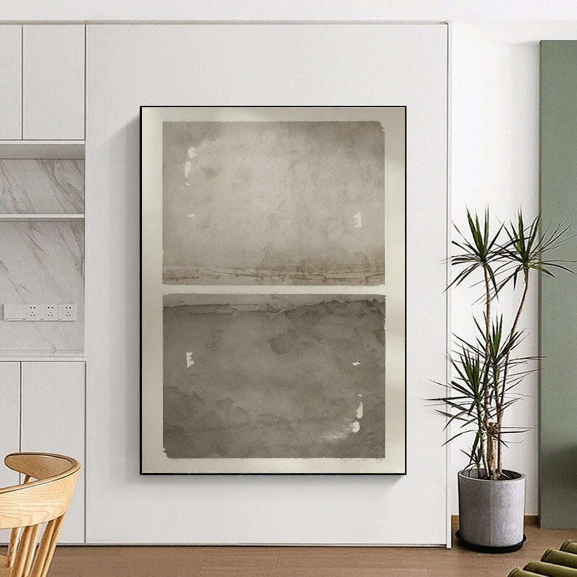 Dual - Tone Grey Textured Art for Modern Gallery & Monochrome Café DLZ1366
