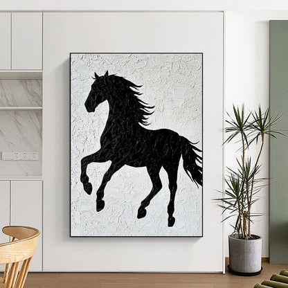 Black Horse Silhouette for Modern Minimalist Home & Equestrian - Themed Art Gallery STSC917