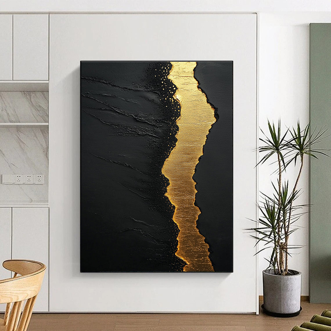 Black and Gold Abstract for Luxury Hotel Lobby & Sophisticated Home Office STSC304