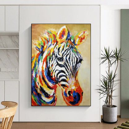 Colorful Zebra Portrait Art for Vibrant Kids' Playroom & Art - Eclectic Home DLZ2142