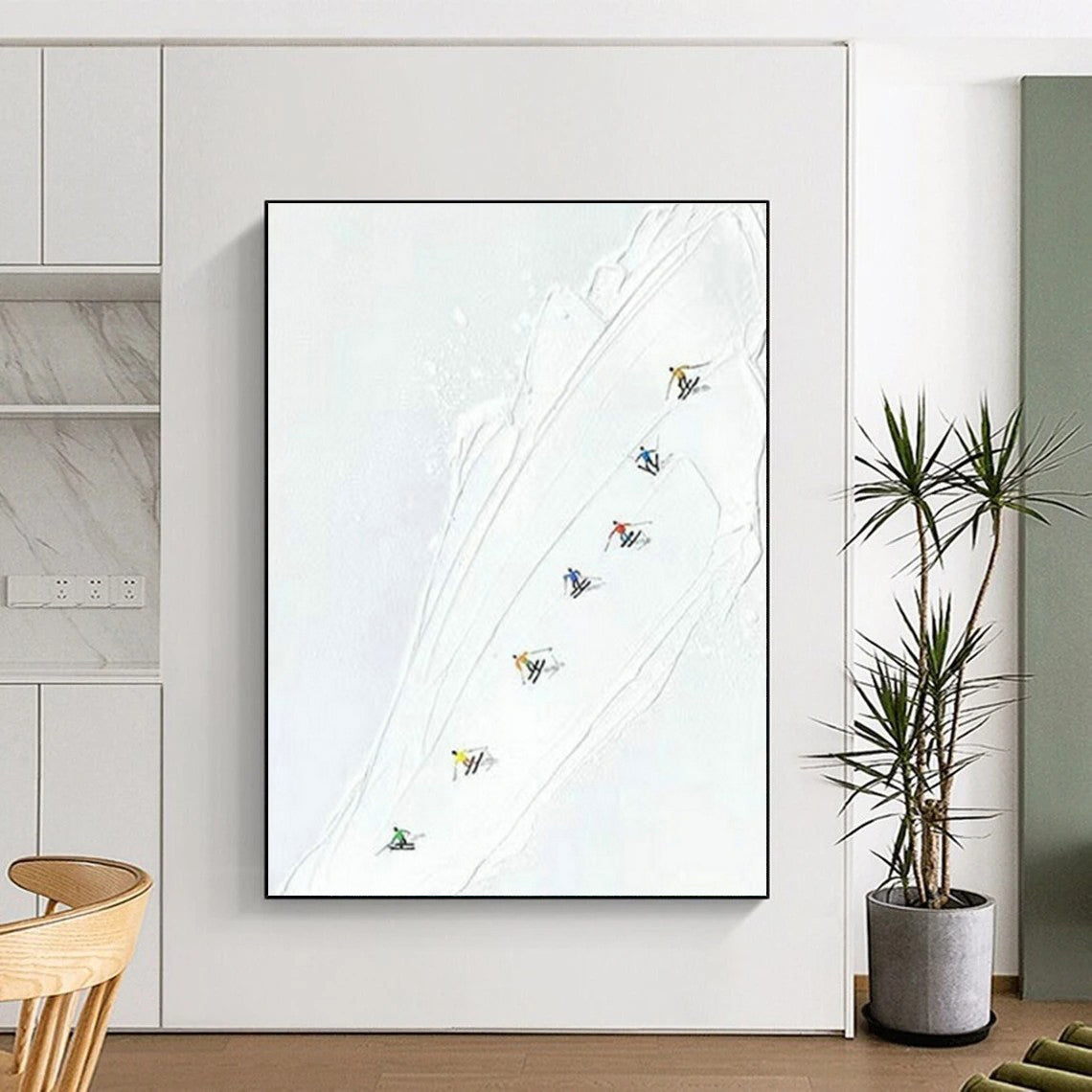Abstract Ski Scene Art for Mountain Resort Lobby & Sports - Themed Home Den DLZ1613