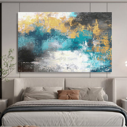 Blue - Gold Abstract Art: Elevate Dining Moments in Your Dining Room DLZ2388