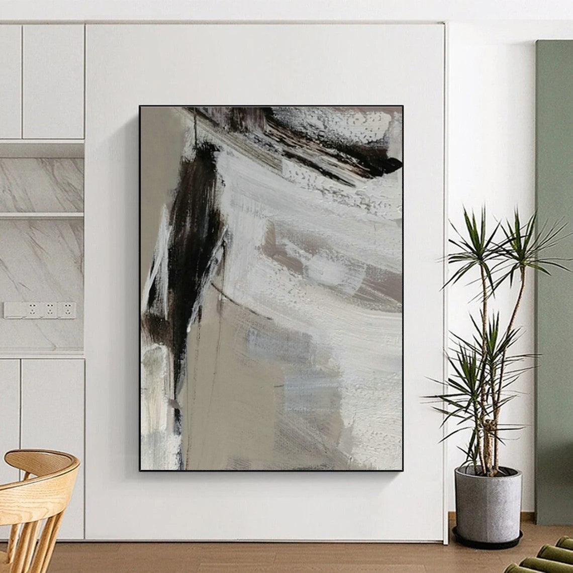 Minimalist Grey Abstract Art for Modern Office & Neutral - Toned Bedroom DLZ1311