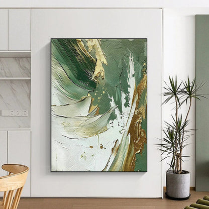 Green - Gold Abstract Art for Eco - Friendly Brand Showrooms DLZ0126
