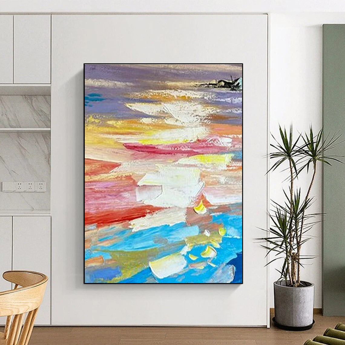 Vivid Seaside Abstract Painting for Beachfront Resort Lounge & Nautical - Themed Home Office DLZ1601