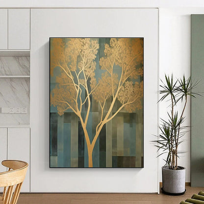 Gold Tree Abstract Art for Modern Home Entrance & Corporate Wellness Area DLZ1709