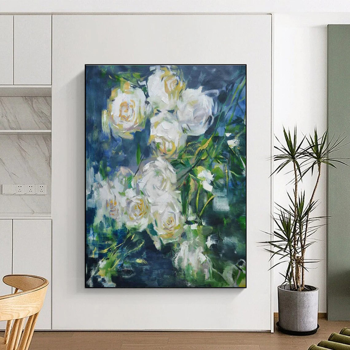 White Flower Oil Painting for Botanical Garden Center & Romantic Home Bedroom DLZ1779