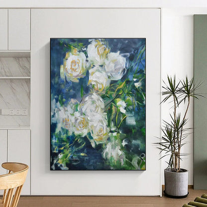 White Flower Oil Painting for Botanical Garden Center & Romantic Home Bedroom DLZ1779