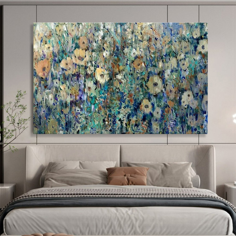 Colorful Flower Field Oil Painting for Countryside Café Dining Areas DLZ3281