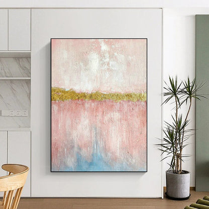 Pink - Gold - Blue Abstract Art for Bedroom & Entryway DLZ0300