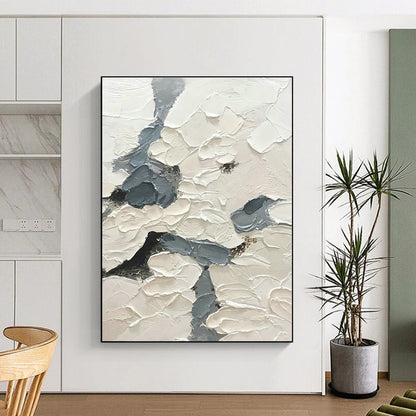 Gray - White Textured Abstract Art for Modern Bedroom & Luxury Hotel Suite DLZ1167
