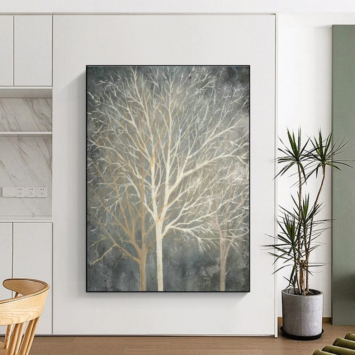 Bare Trees Landscape Oil Art for Living Room & Cottages DLZ0304