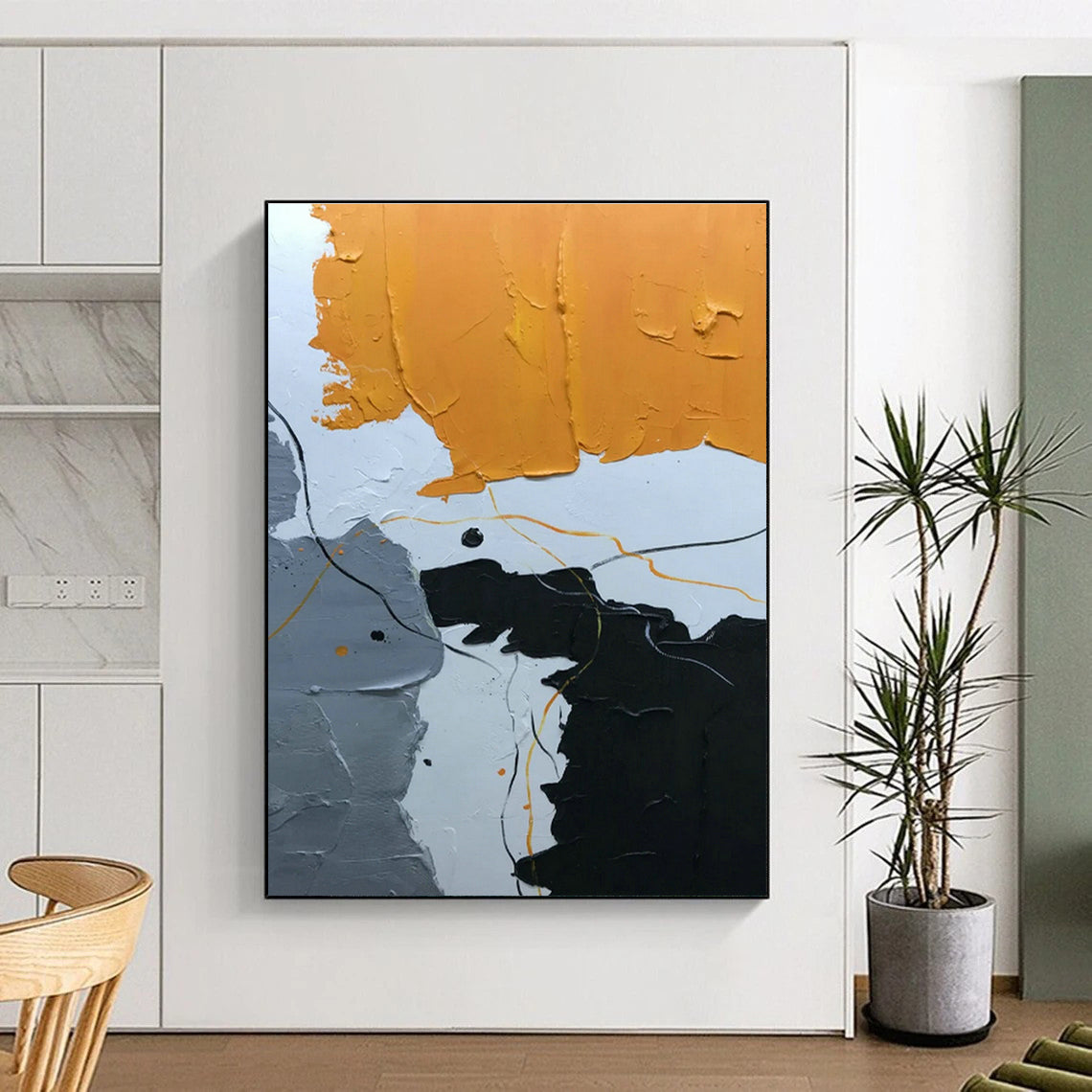 Orange - Grey Line Abstract Art for Modern Loft & Creative Studio DLZ1341